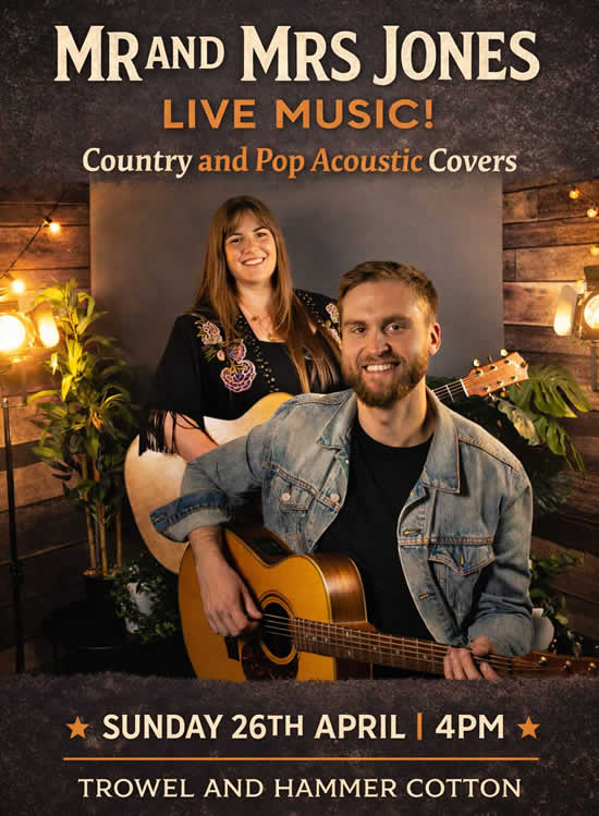 Mr and Mrs Jones live music at The Trowel and Hammer
